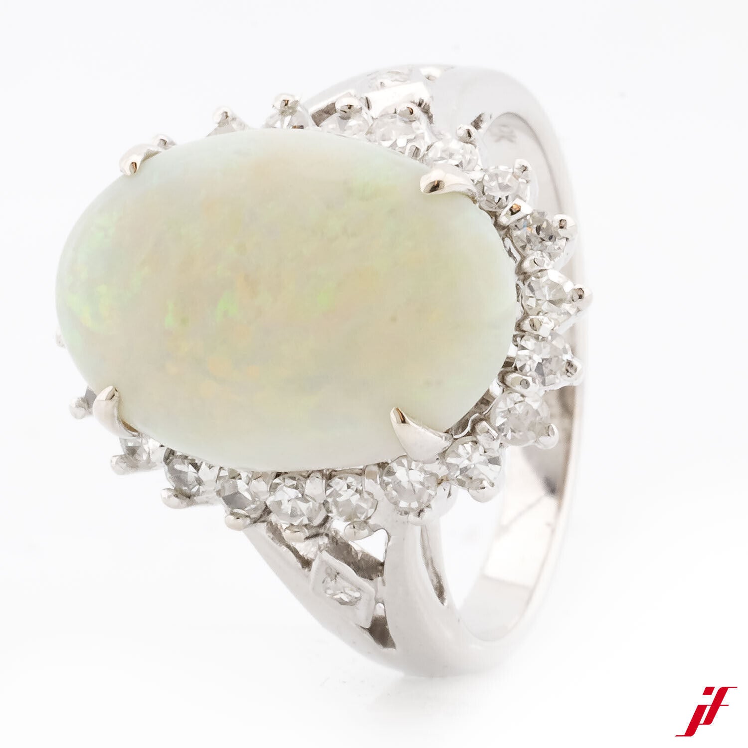 Ring 18K Gold 1 Opal ca. 6,50 ct 29 Brillanten ca. 0,75 ct 54  Wert 2.900,- *