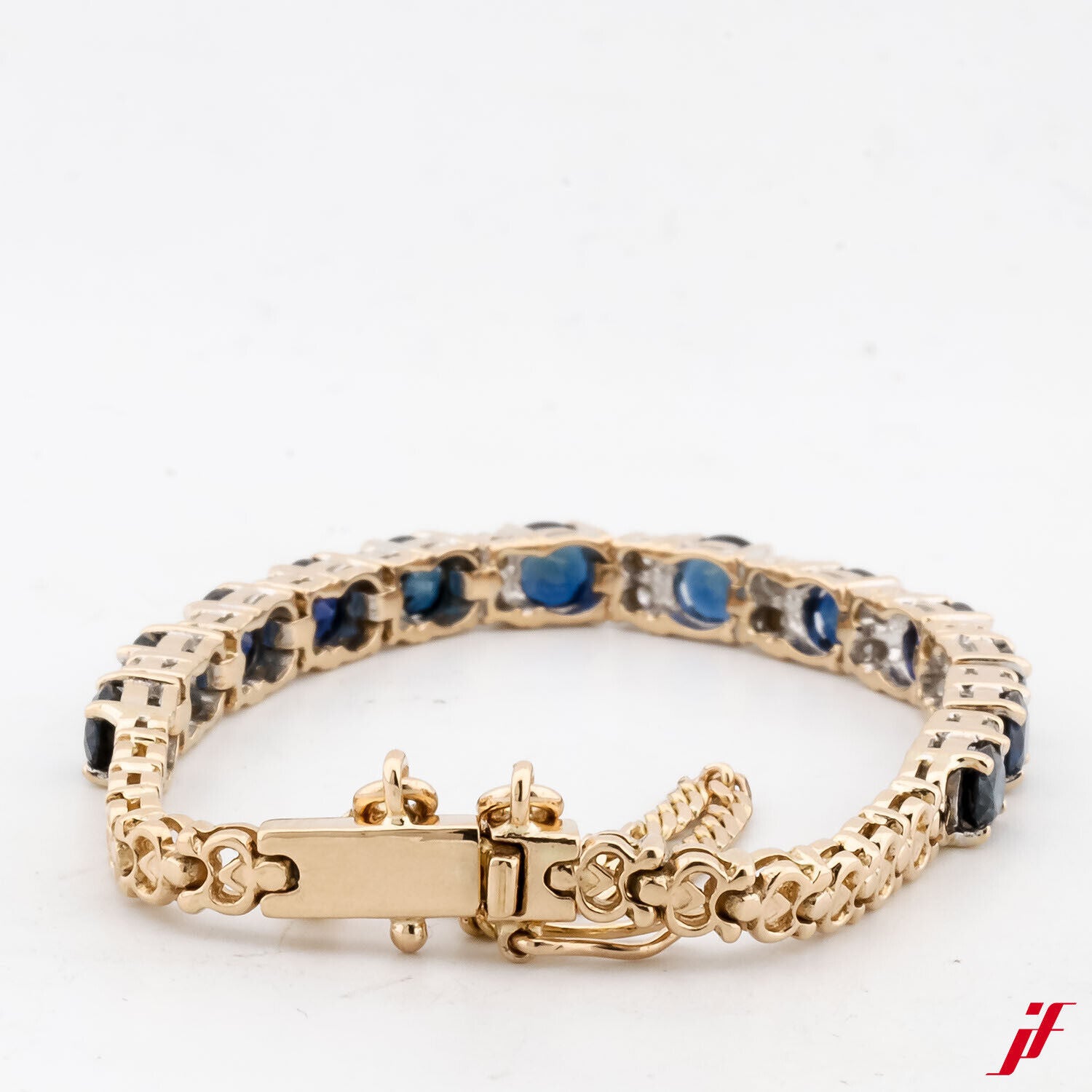 Armband 14K Gelbgold  12 Saphire ca. 3,0 ct 22 Diamanten ca. 2,0 ct 13 cm innen