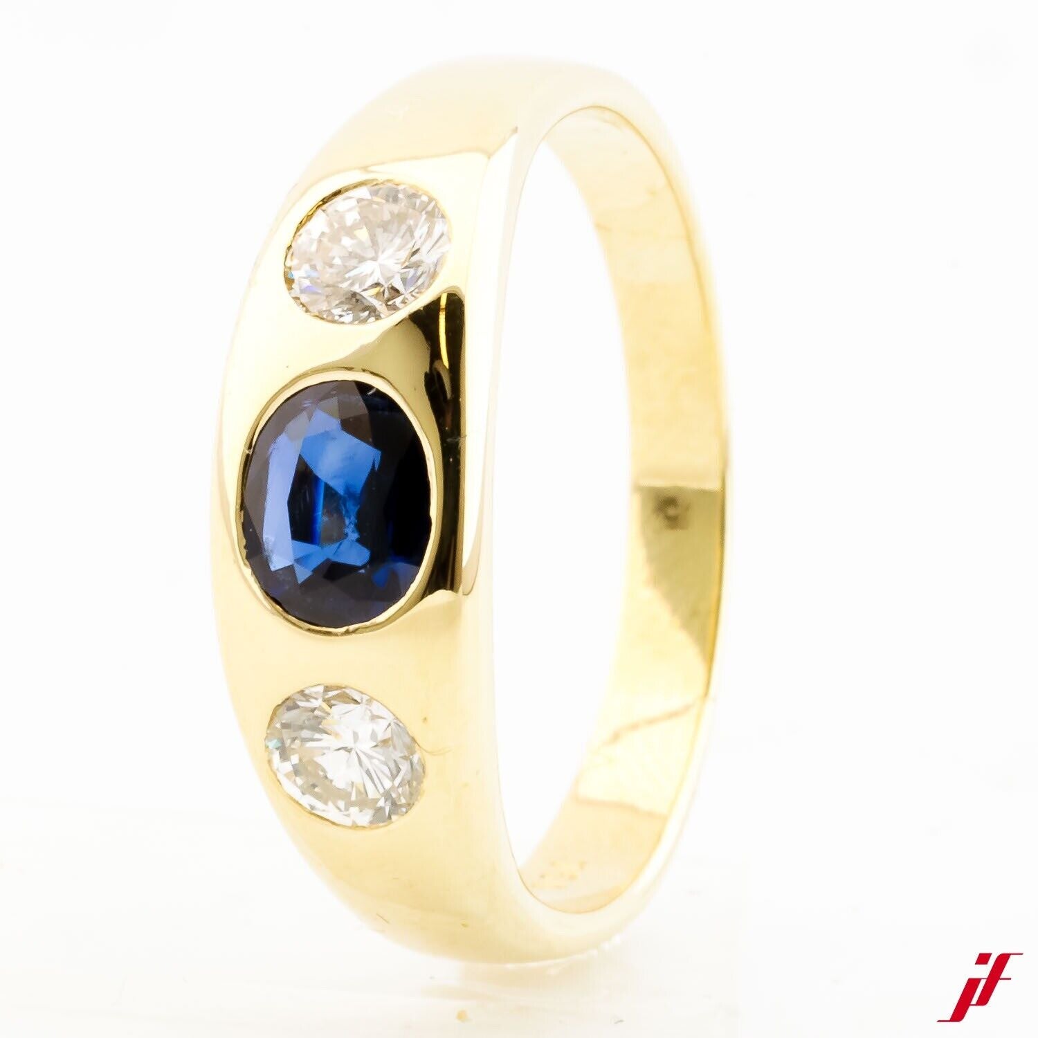 Ring 18K Gelbgold 1 Saphir 2 Brillanten - Wert 5.800€