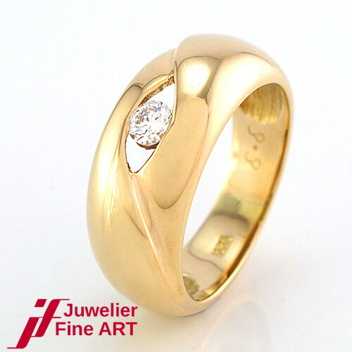 Solitärring 585/14K Gelbgold - Brillant ca. 0,18 ct TW-SI - 5,8 g - Gr. 52,5