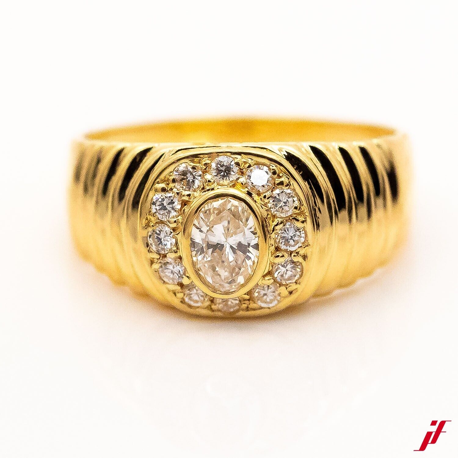 Ring 750/18K Gelbgold 13 Diamant Brillanten 1,0ct H/SI Gr.57 - Wert 4.000€