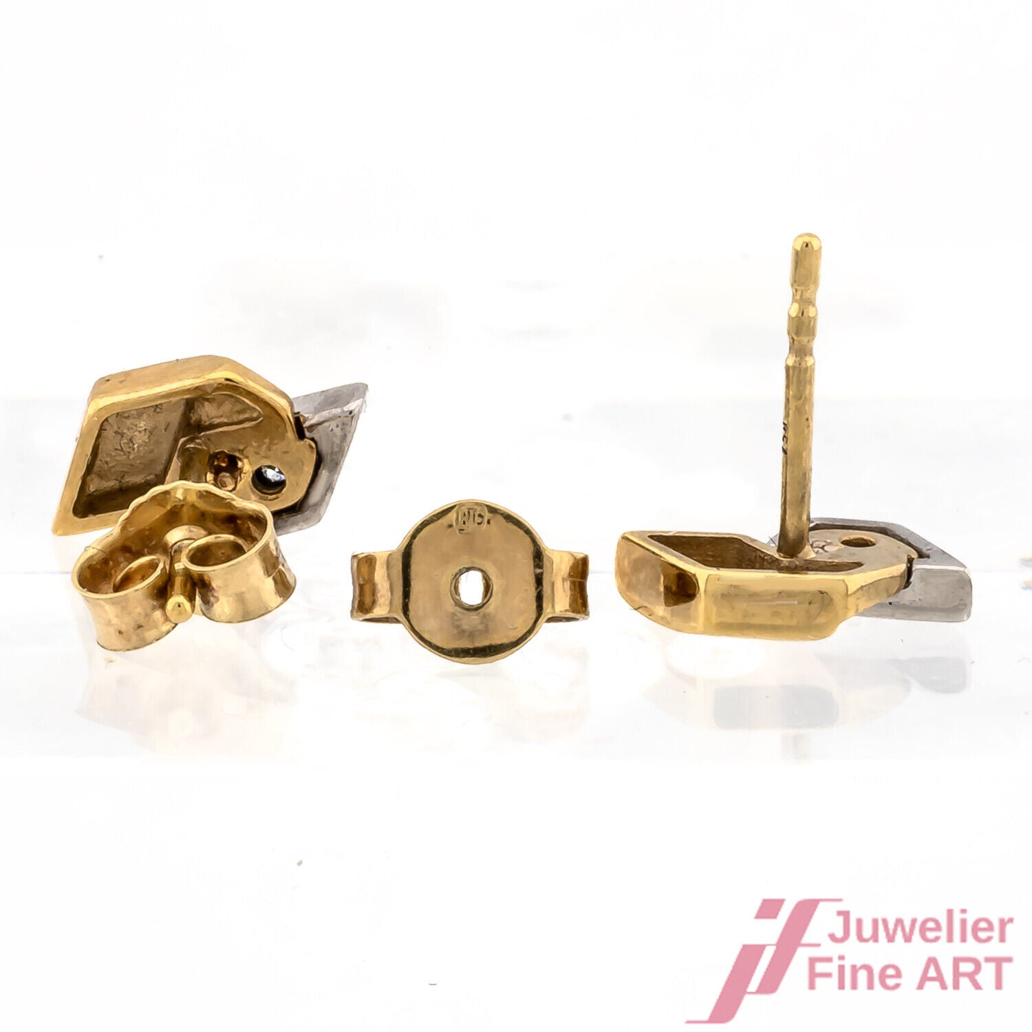 Ohrringe Ohrstecker Solitär 750/18K Gelbgold Weißgold Diamanten Brillanten