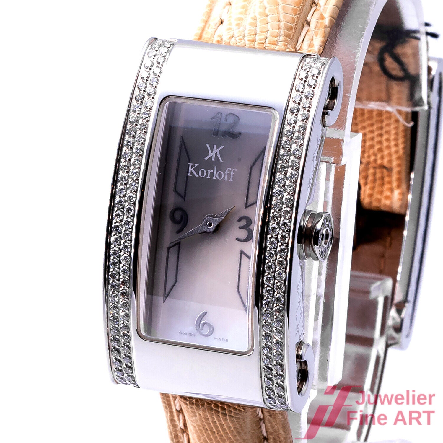 Uhr Korloff Paris Romeo-Juliette Quarz Ref. LK43 Edelstahl Diamanten