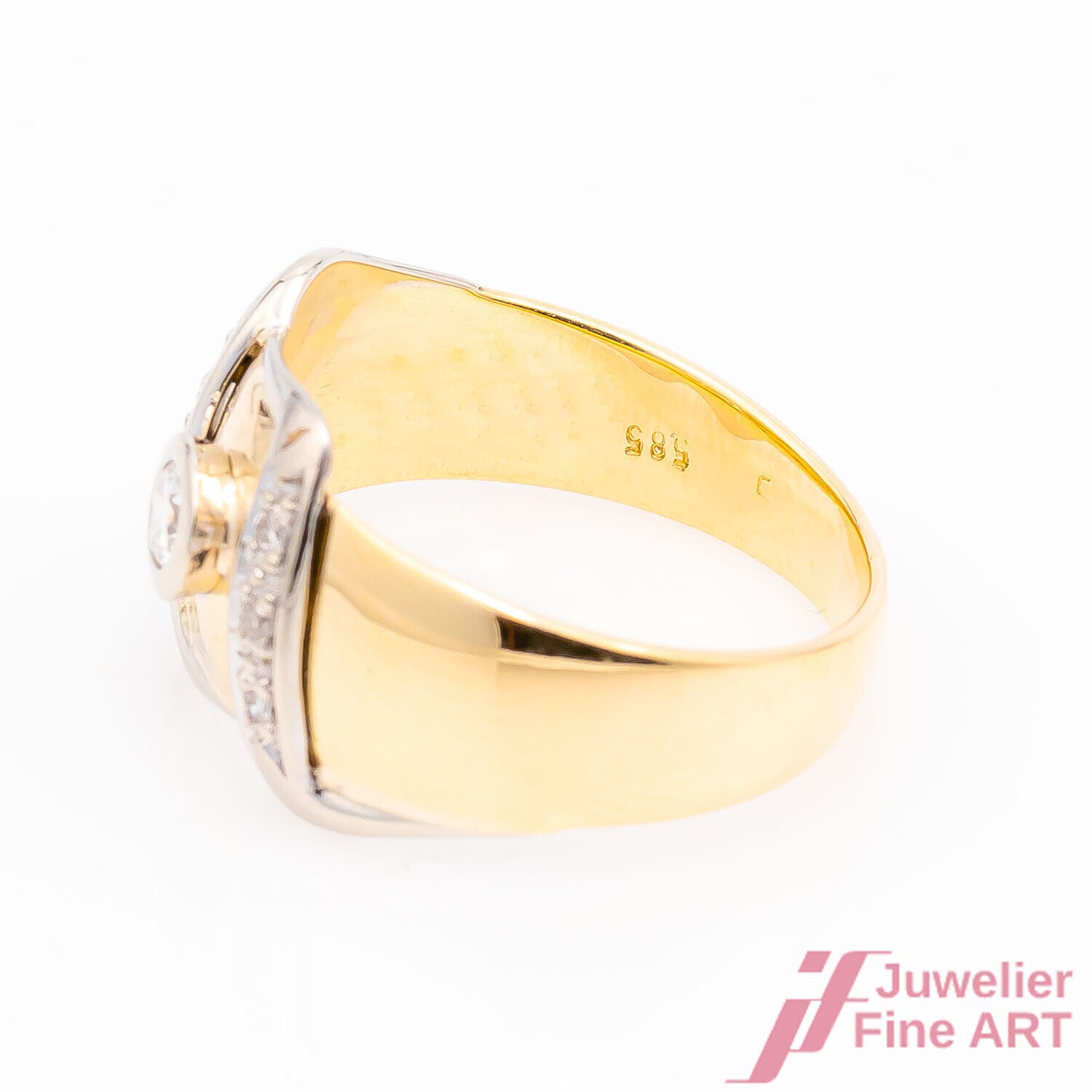 Ring Solitärring 585/14K Gelbgold Weißgold Diamant Brillant Größe 53,5