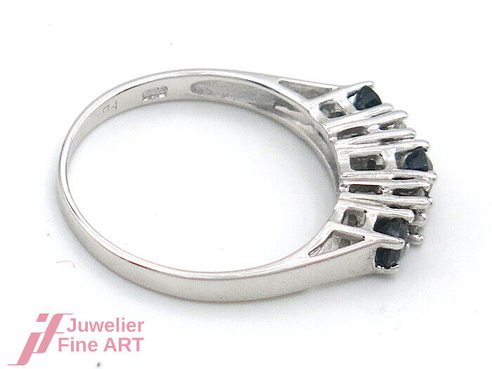 Ring 14K/585 WG - Saphire - 4 Diamanten zus. ca. 0,12 ct W/si - 2,0 g - Gr. 53