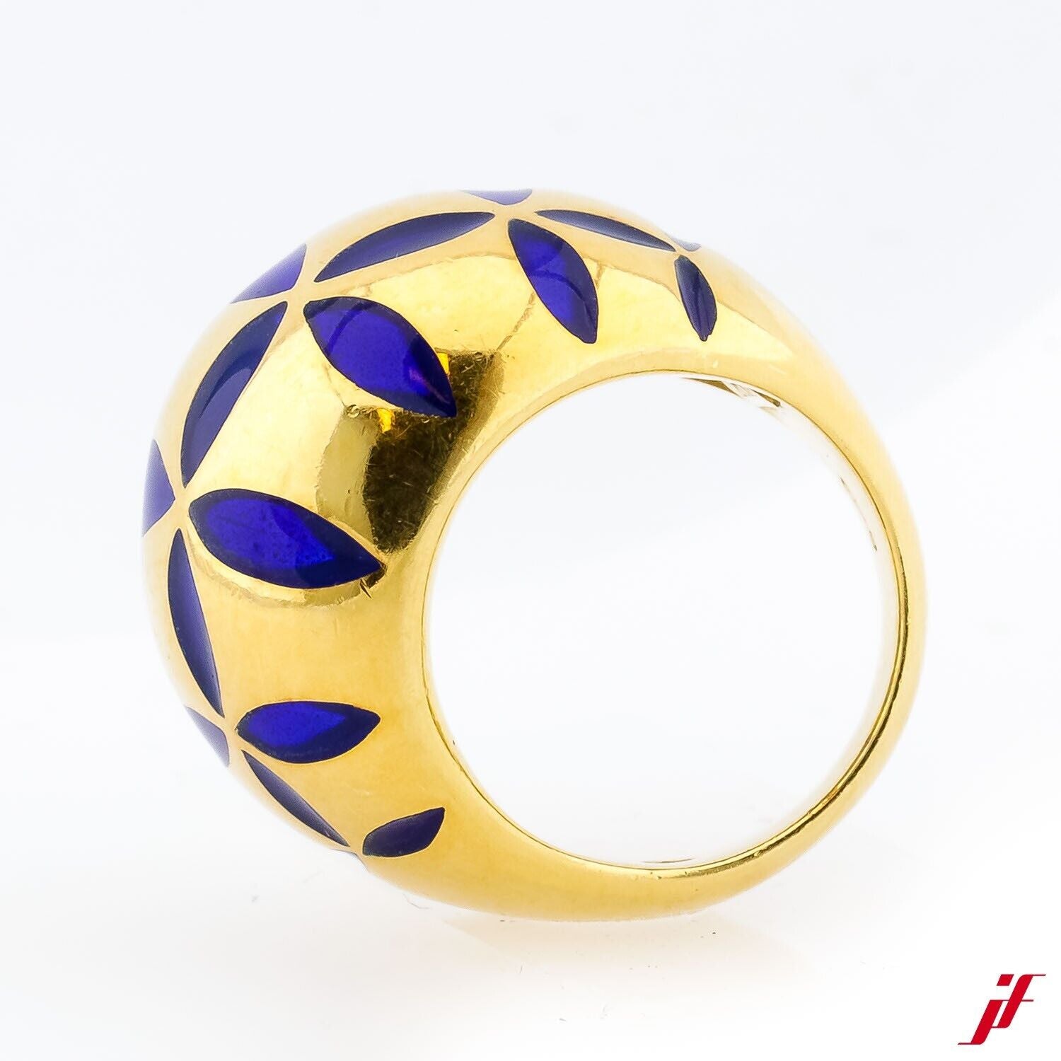 Antonini Ring 18K/750 Gelbgold Kugelringe Blaue Emaille- Wert 6.000€