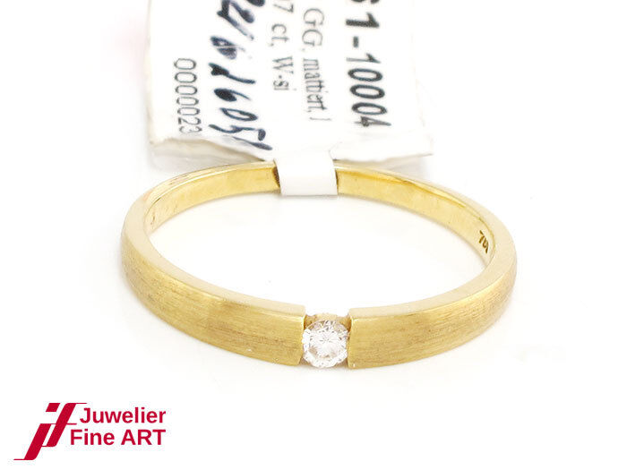 Solitärring in 750/18K Gelbgold mit 1 Brillant 0,07 ct W/si - 2,6 g - Gr. 56