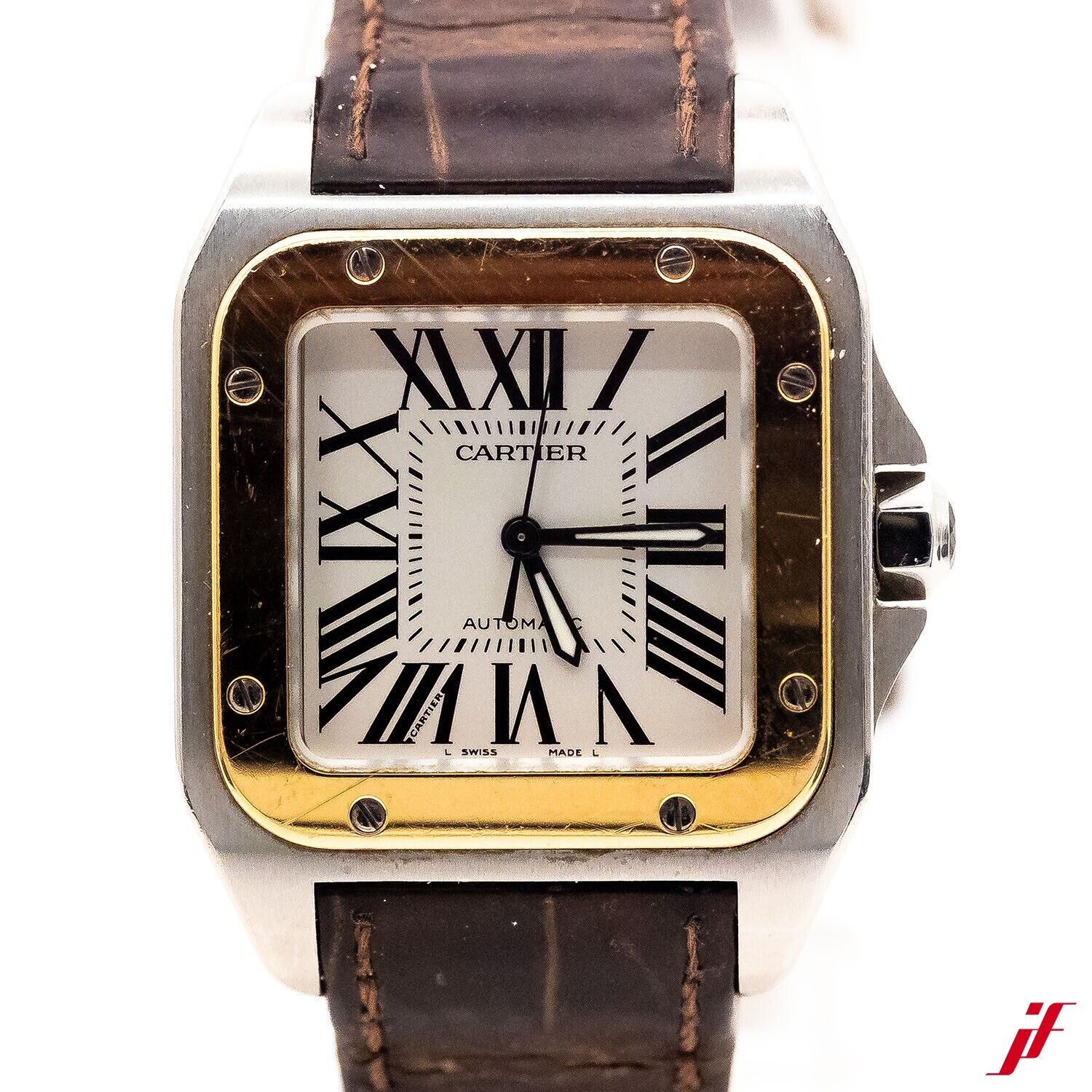 Cartier Santos Automatic Stahl/18k Gelbgold Ref.2878 24mm 16cm mit Box+Papiere