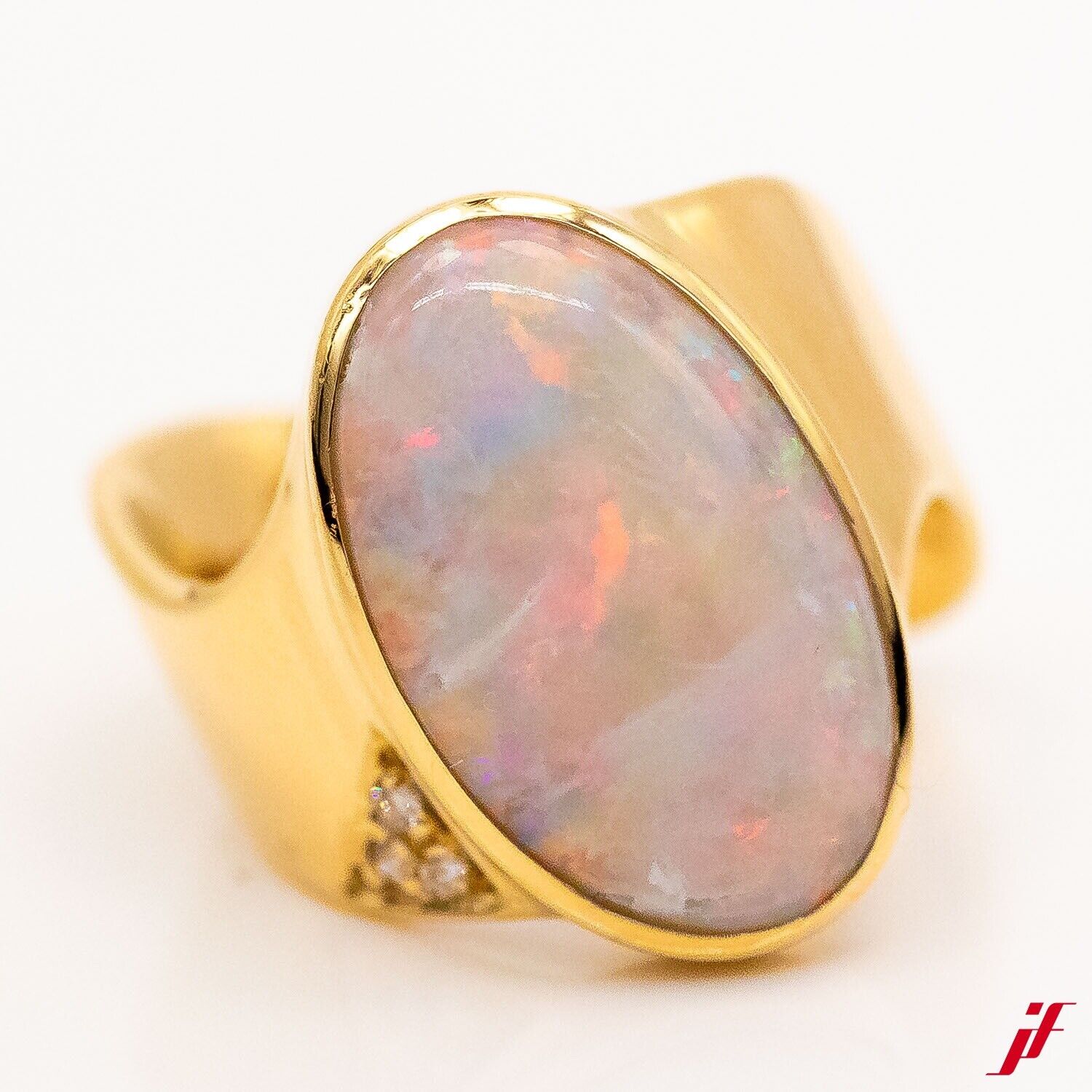 Ring 585/14K Gelbgold 1 Opal 3 Brillanten 0,03ct H/SI Gr.54  - Wert 3.400€