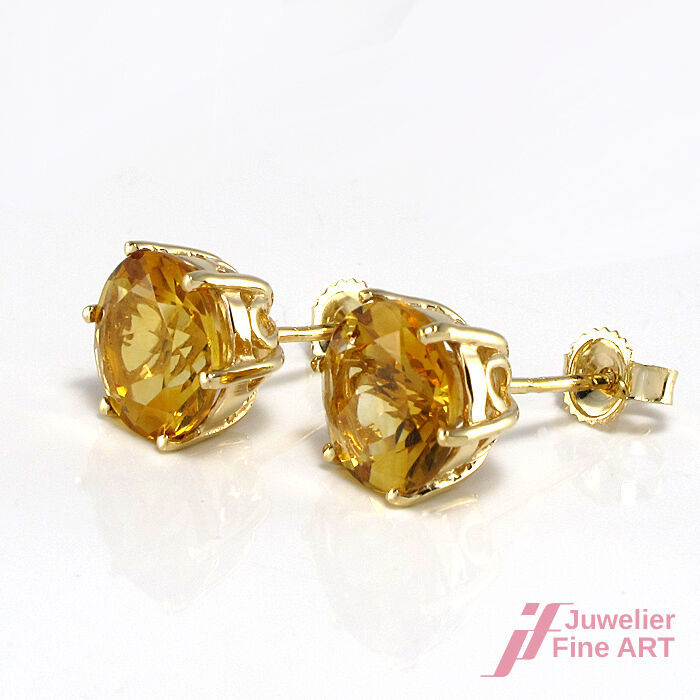 Ohrstecker in 9K/375 Gelbgold mit 2 brasilianischer Citrine ca. 2,50 ct - 2,0 g