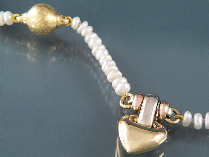 Button-Perlencollier - 18K/ 750 GG/RG/WG - 41 cm - 23,2 g