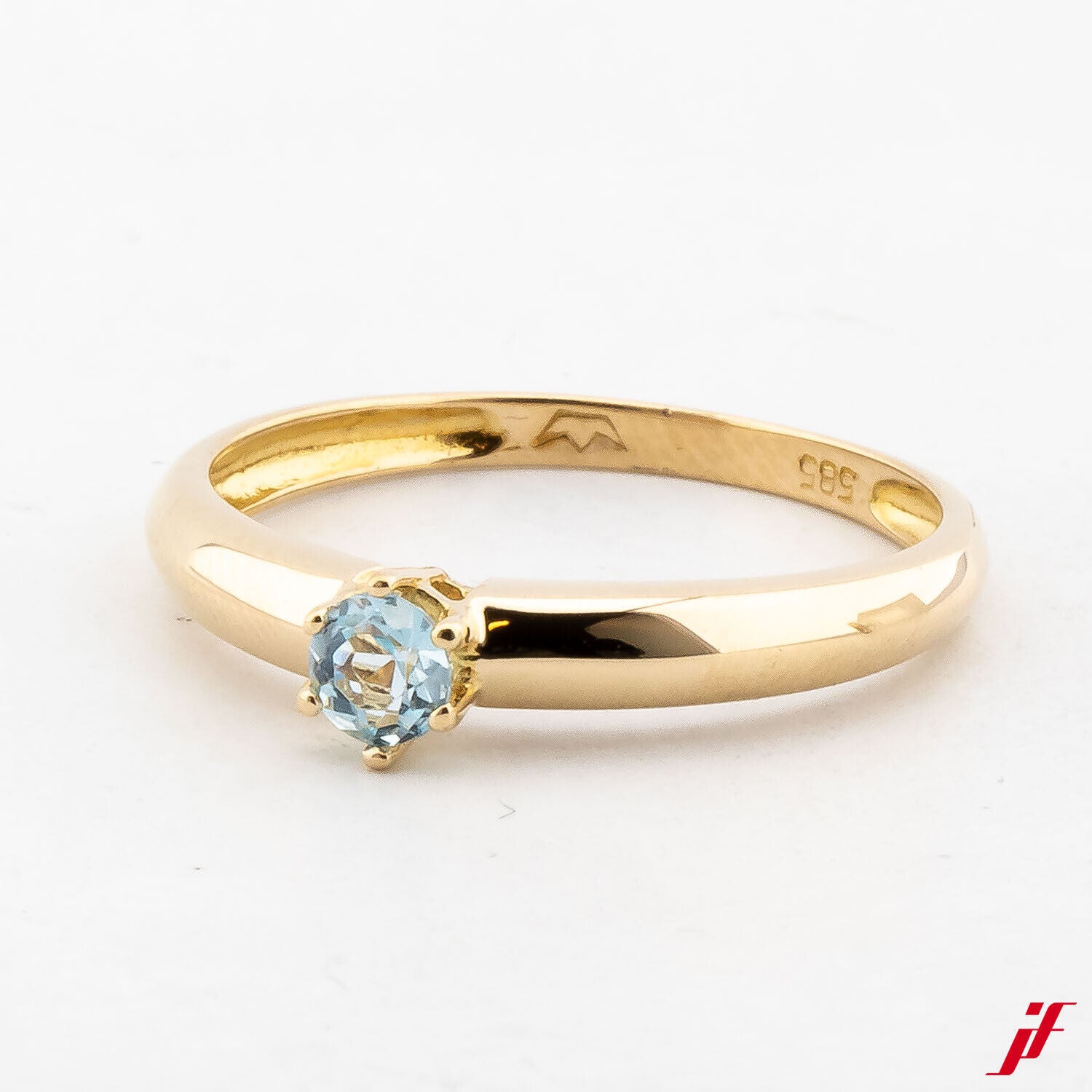 Damen Solitärring 585/14K Gelbgold 1 Blautopas 0,10 ct Größe 59,5 TOP