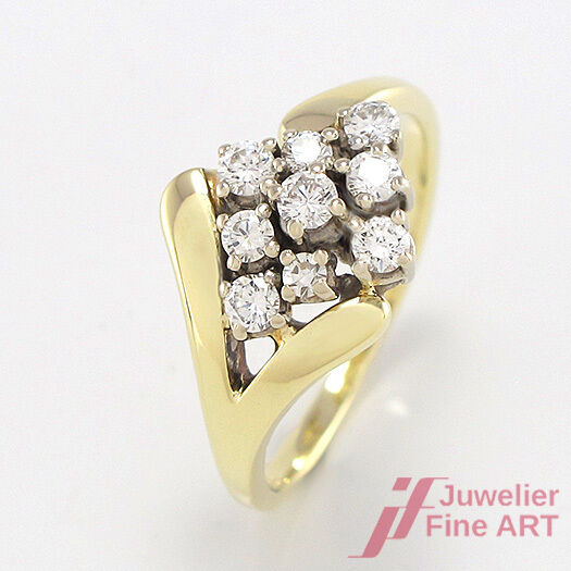 Ring in 14K/585 Gelbgold mit 9 Diamanten ca. 0,50 ct TW/SI - 3,1 g - Gr. 50