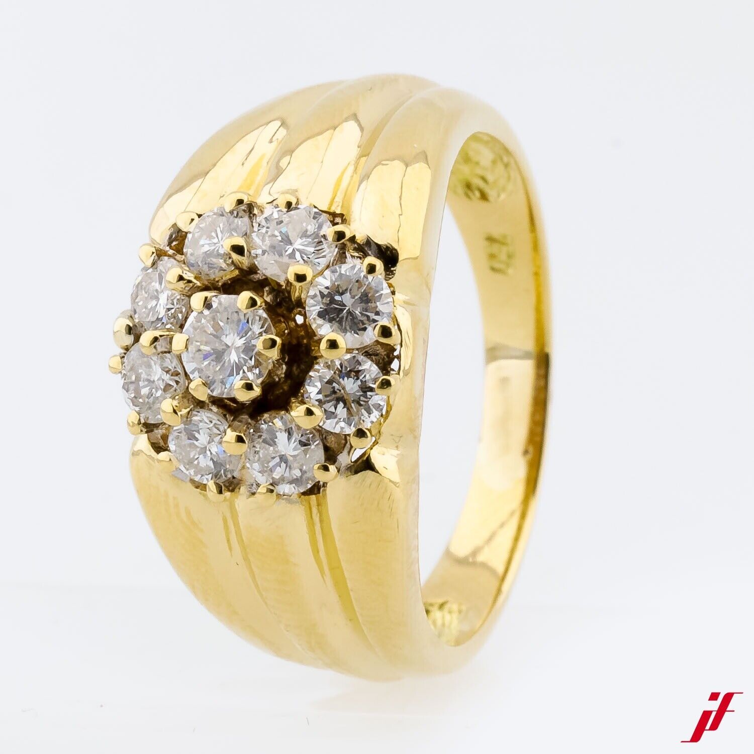 Ring 750/18K Gelbgold 9 Diamanten Brillanten 1,00ct - Wert 4.300€