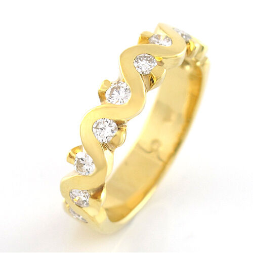 RING mit 0,50 ct TW-VSI Diamanten in 14K/585 Gelbgold - Größe 55 - 4,8 g