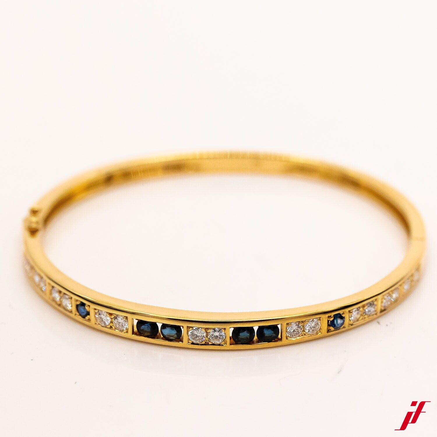 Armreif 750/18K Gelbgold 6 Saphire Diamanten ca. 1,0ct 17,5cm W/SI - Wert 7.000€