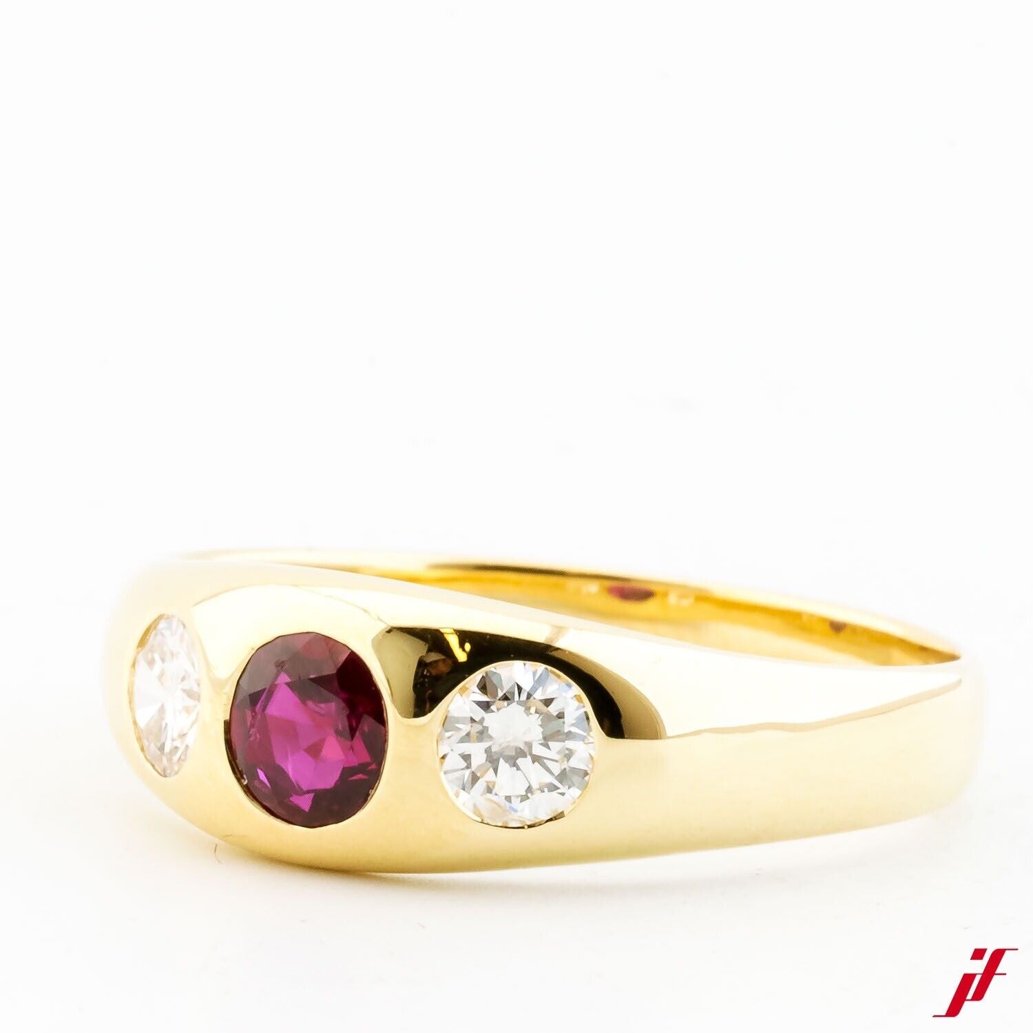 Ring 18K Gelbgold 1 Rubin 2 Brillanten - Wert 5.800€