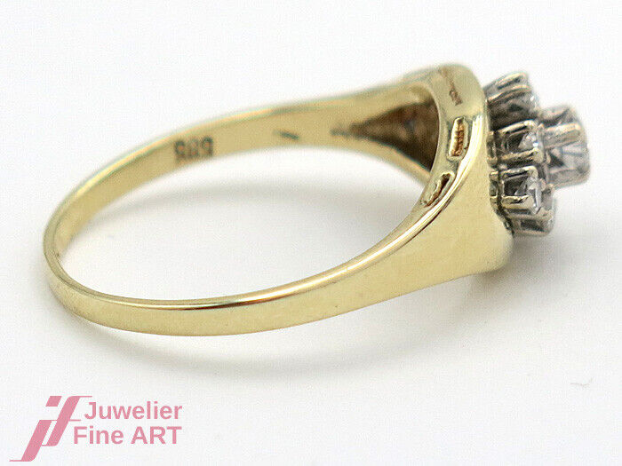 Damenring 14K/585 GG - Diamantbesatz ca. 0,30 ct W/SI - 2,8 g - Gr. 54