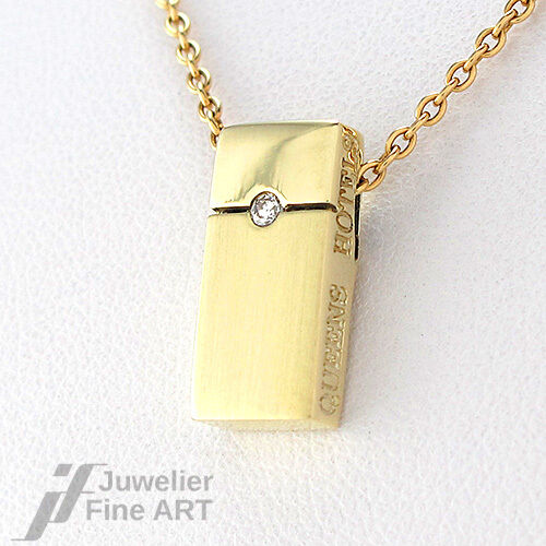 QUEENS HOTELS Anhänger - 585/14K Gelbgold - 1 Brillant ca. 0,03 ct W-SI - 2,3 g