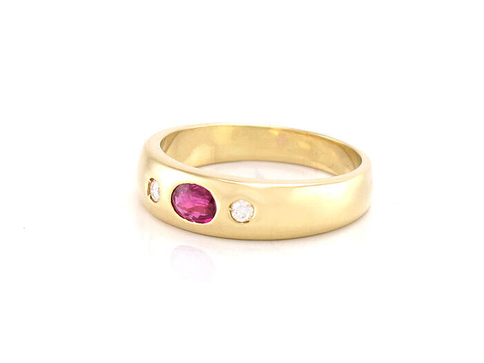 KLEINER RING - Brillanten ca. 0,25 ct + 1 Rubin ca. 0,88 ct. - 14K/585 Gelbgold