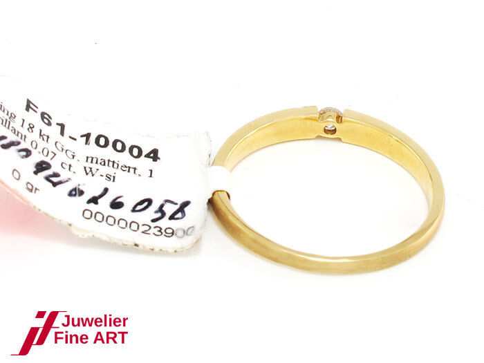 Solitärring in 750/18K Gelbgold mit 1 Brillant 0,07 ct W/si - 2,6 g - Gr. 56