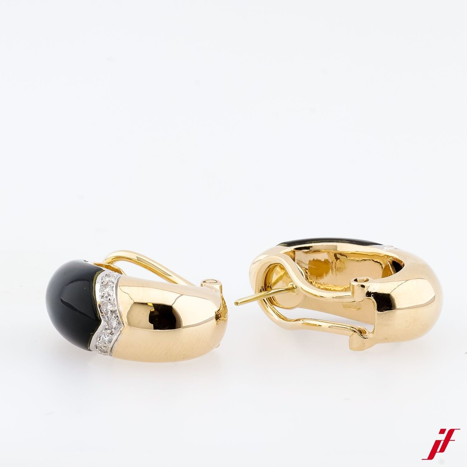 Ohrringe 14K/585 Gelbgold Onyx Diamanten 0,15ct - Wert 3.900€