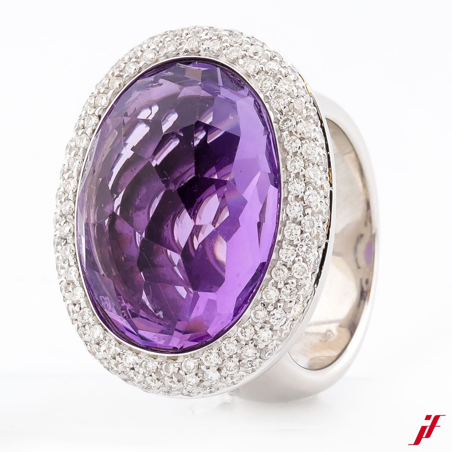 Stöckerl Ring 18K Weißgold Amethyst Brillanten - Wert 6.400€