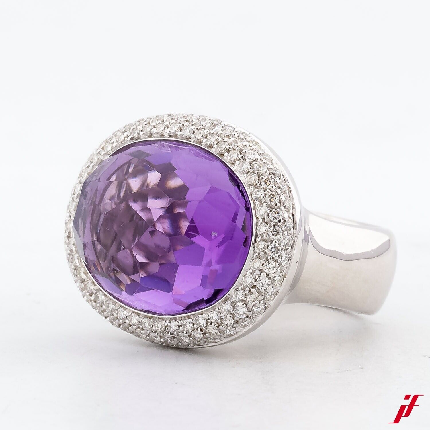 Stöckerl Ring 18K Weißgold Amethyst Brillanten - Wert 6.400€