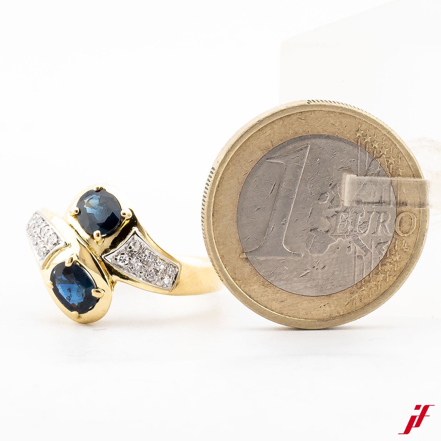 Damenring Klassisch 750/18K Gold Saphire Diamanten Brillanten Größe 56 TOP