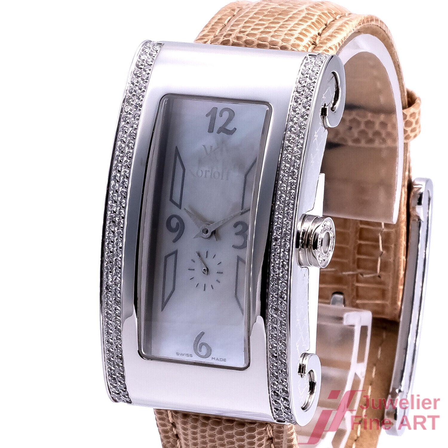 Uhr Korloff Paris Romeo-Juliette Quarz Ref. GK43 Edelstahl Diamanten