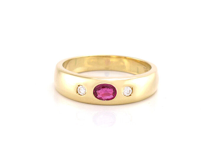 KLEINER RING - Brillanten ca. 0,25 ct + 1 Rubin ca. 0,88 ct. - 14K/585 Gelbgold