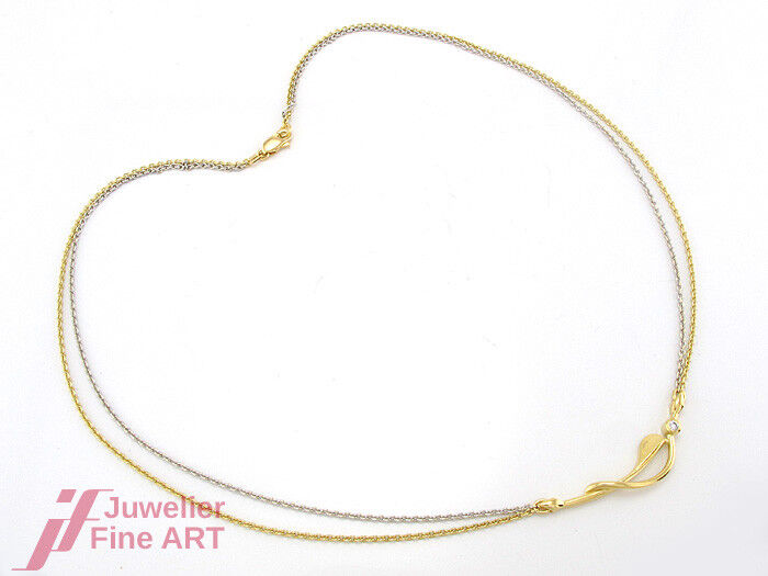 Collier mit Brillant ca. 0,05 ct TW-SI - 750/18K Gelb-/Weißgold - 9,6 g - 46 cm