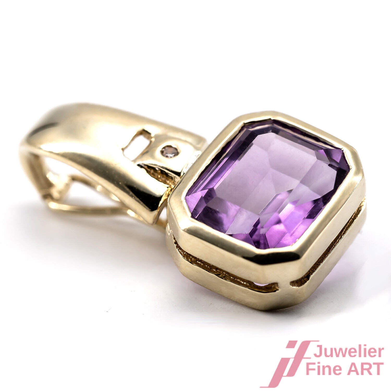 CLIPANHÄNGER - 14K GG - 1 Amethyst ca. 2,0 ct + 1 Brillant ca. 0,02 ct - 3,4 g