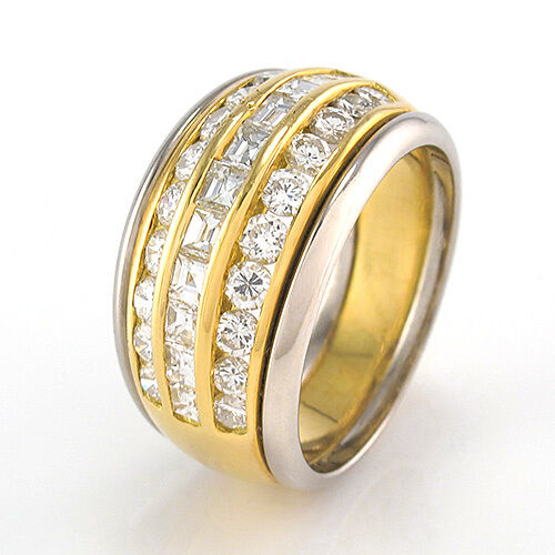 RING mit 31 Diamanten ca. 1,50 ct - 750/18K Gelbgold/Weißgold - 8,5 g Gr. 50,5