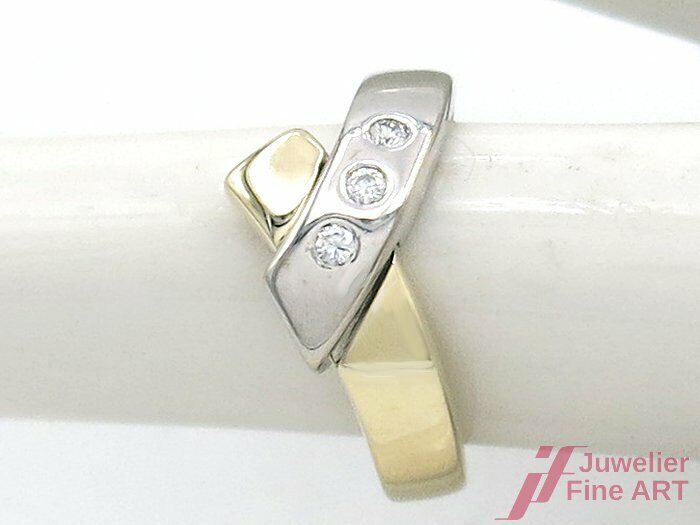 Diamantring 14K/585 GG/WG - 3 Brillanten zus. ca. 0,09 ct W/si - 6,0 g - Gr. 53