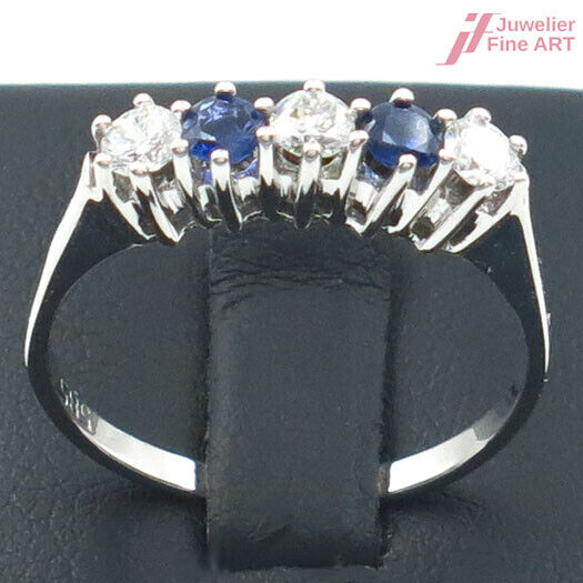 Ring 14K/585 WG - Saphire - Diamanten zus. ca. 0,36 ct TW/si - 2,6 g - Gr. 56