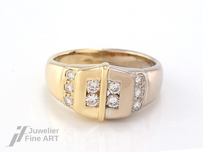 RING 585/14K Gelb- & Weißgold - 10 Brillanten ca. 0,50 ct TW/VSI - 4,9 g