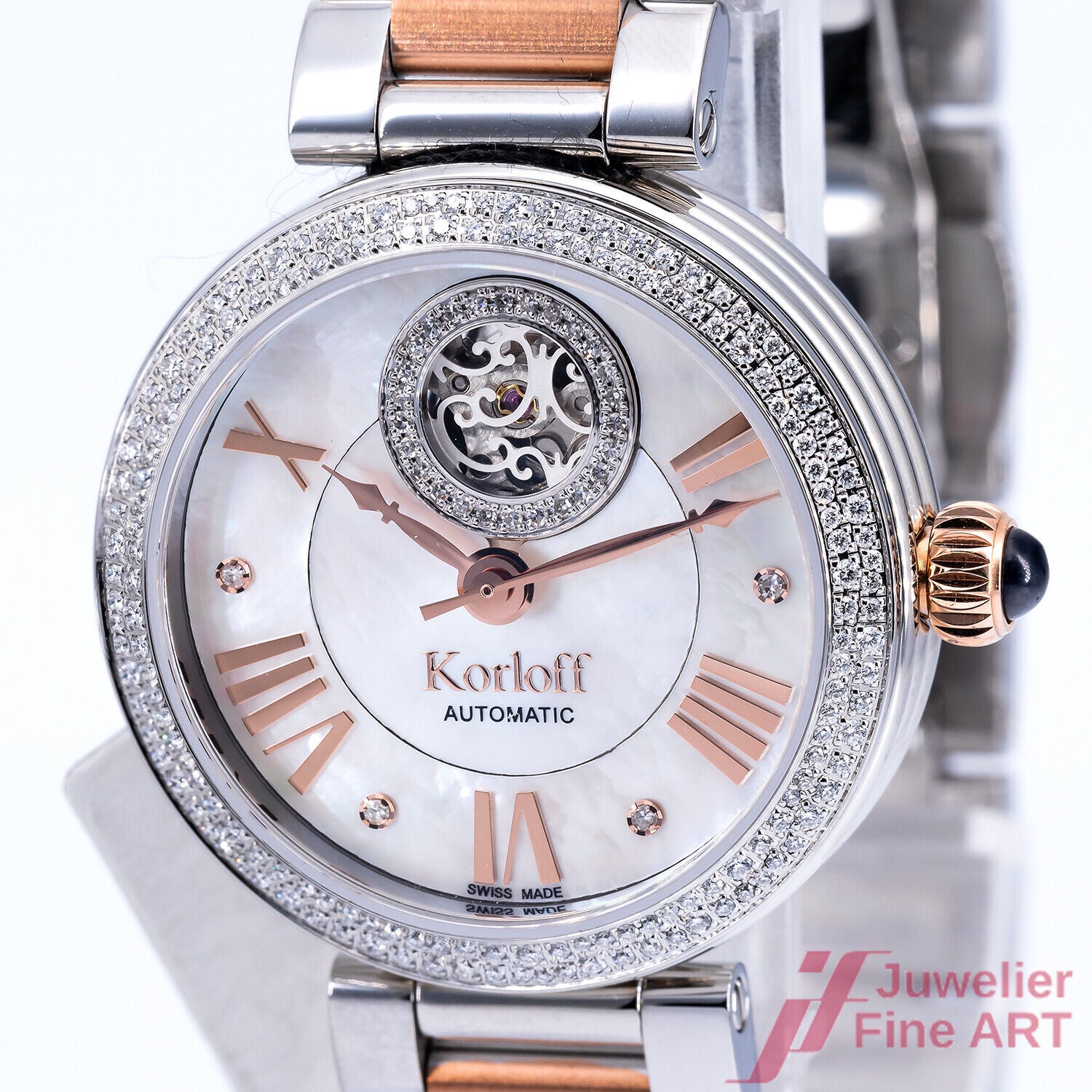 Uhr Korloff Paris Palais Royal Ref. CDA1RDBICBR Automatik Edelstahl Gold platt.