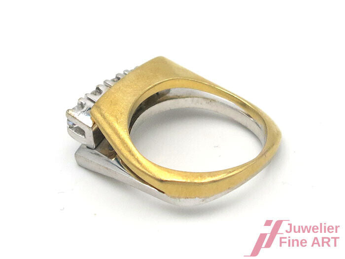 Designer-Ring in 18K/750 GG/WG - 4 Brillanten zus. ca. 0,35 TW/vvs 10,1 g Gr. 53