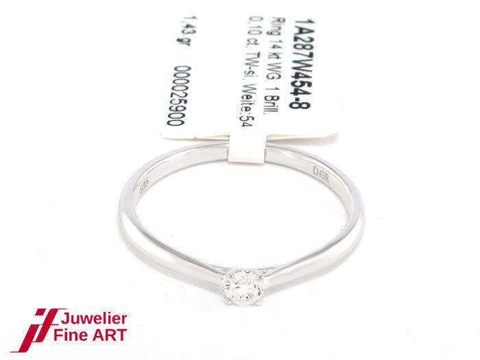 Diamant-Solitärring 0,10 ct TW-SI - 585/14K Weißgold - 1,6 g - Gr. 54