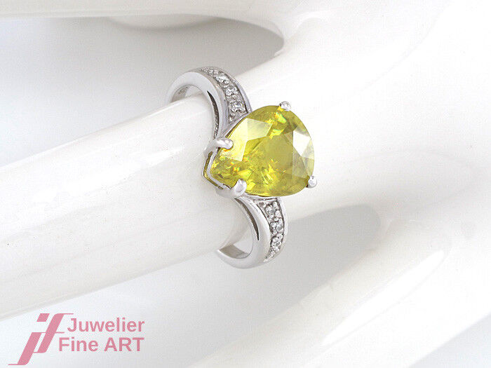 RING - 6 Diamanten ca. 0,06 ct & Andalusit - 9K/375 Weißgold - 2,7 g - Gr. 54,5g