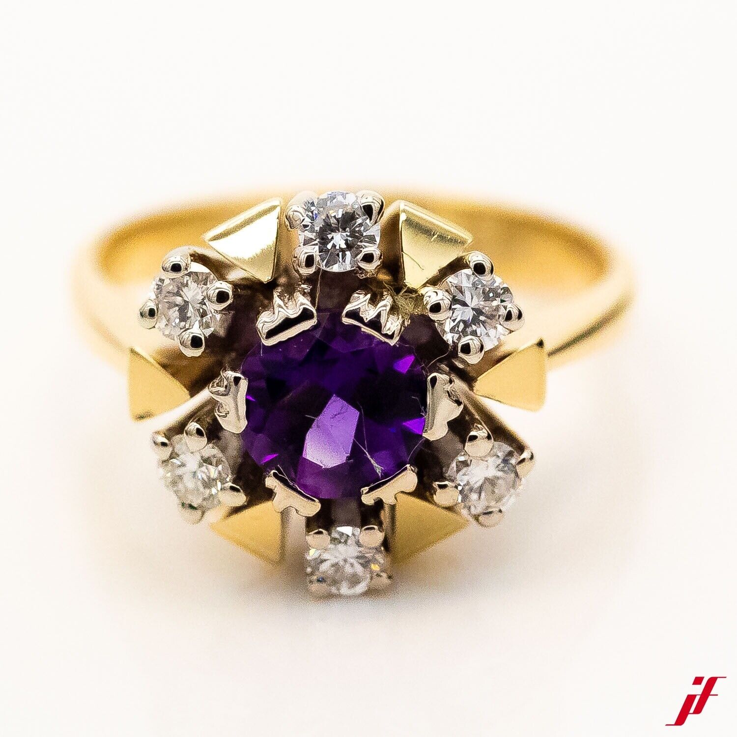 Ring 585/14K Weißgold Gelbgold Diamanten 0,3ct Amethyst Gr.49 - Wert 2.000€