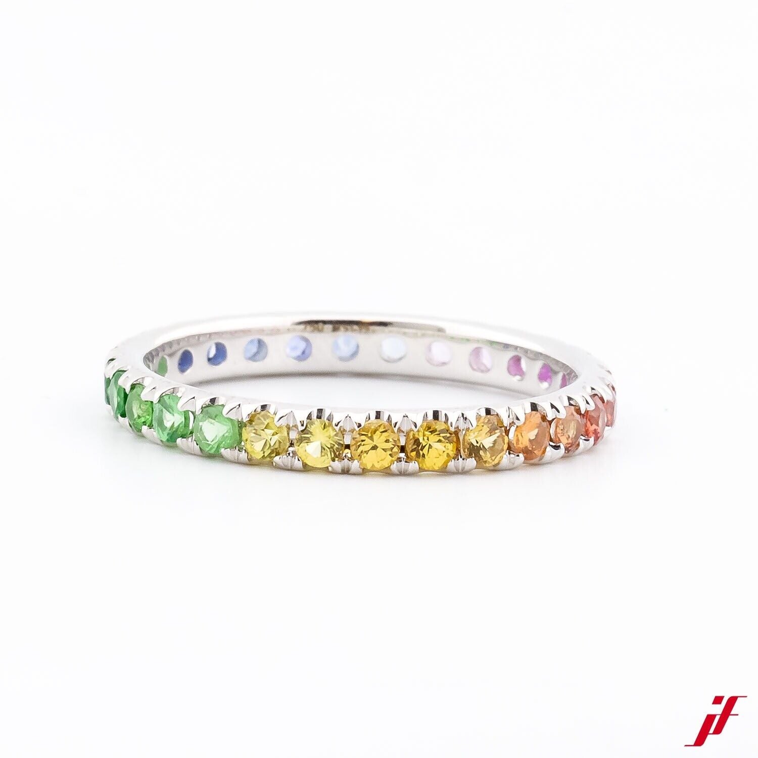 Memoirering 750/18K Weißgold 28 Bunte Saphire 1,15ct - Wert 2.200€