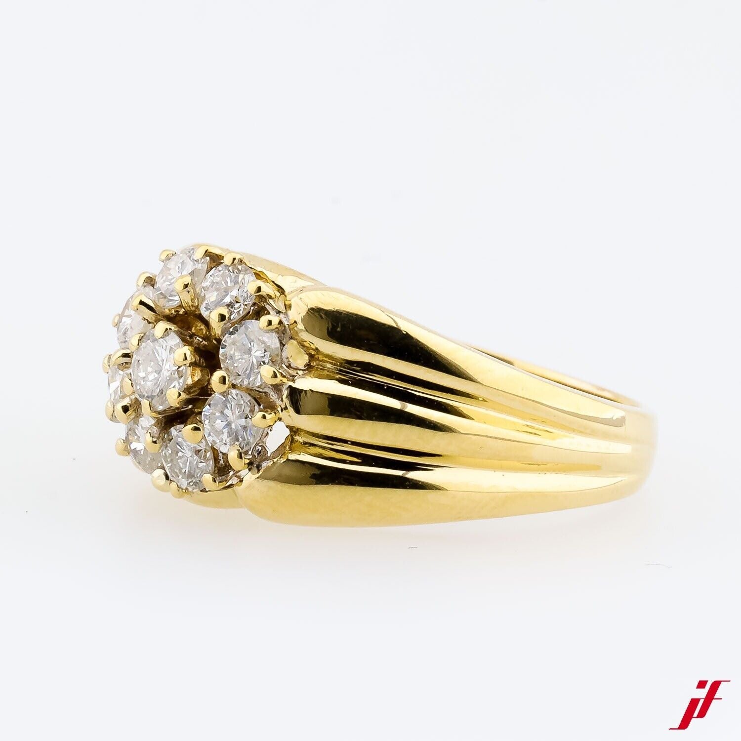 Ring 750/18K Gelbgold 9 Diamanten Brillanten 1,00ct - Wert 4.300€