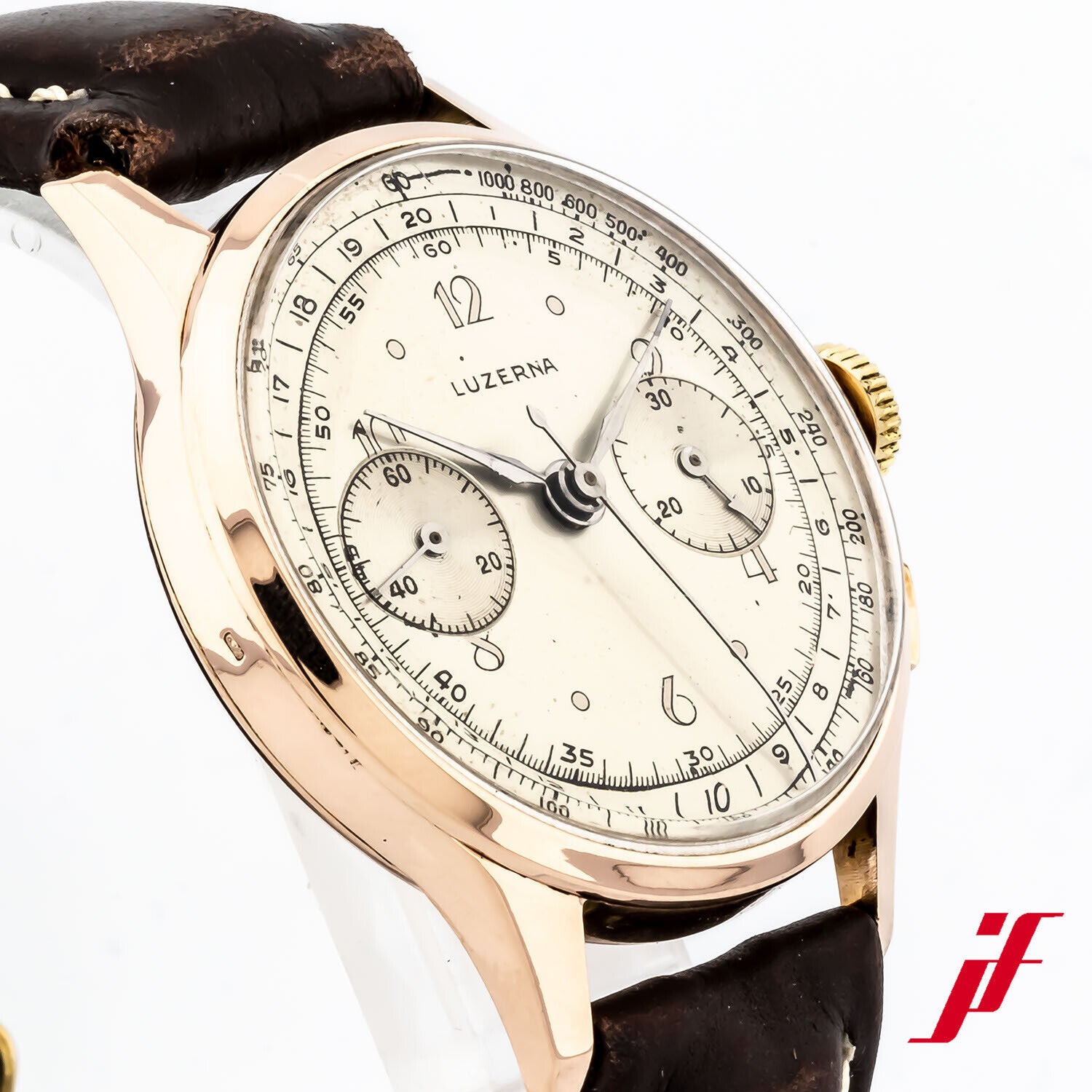 Armbanduhr Luzerna Vintage Chronograph 750/18K Rotgold Automatik 36 mm