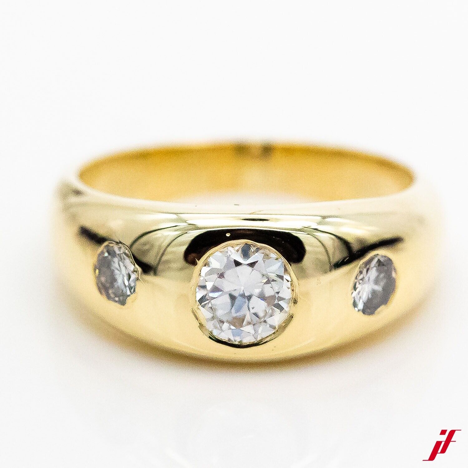 Ring 14K Gelbgold 3 Altschliff Diamanten ca. 0,75ct H/SI Gr. 49,5 - Wert 4.500€