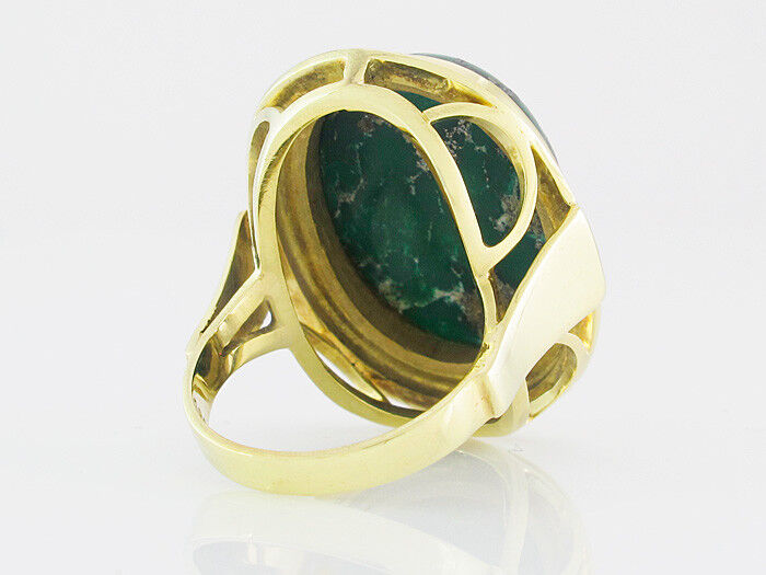 Ring 585/14K Gelbgold Türkis oval Cabochon Handarbeit Größe 53