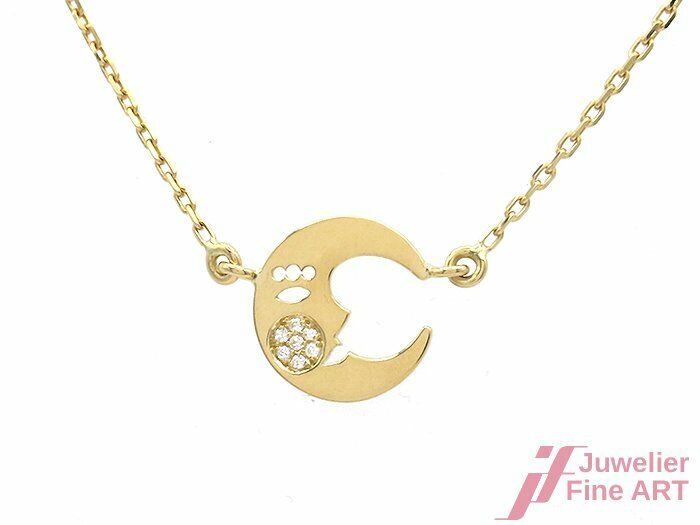 Collier *Mond* 18K/750 Gelbgold - 7 Brillanten zus. ca. 0,10 ct - 6,2 g -40,5 cm