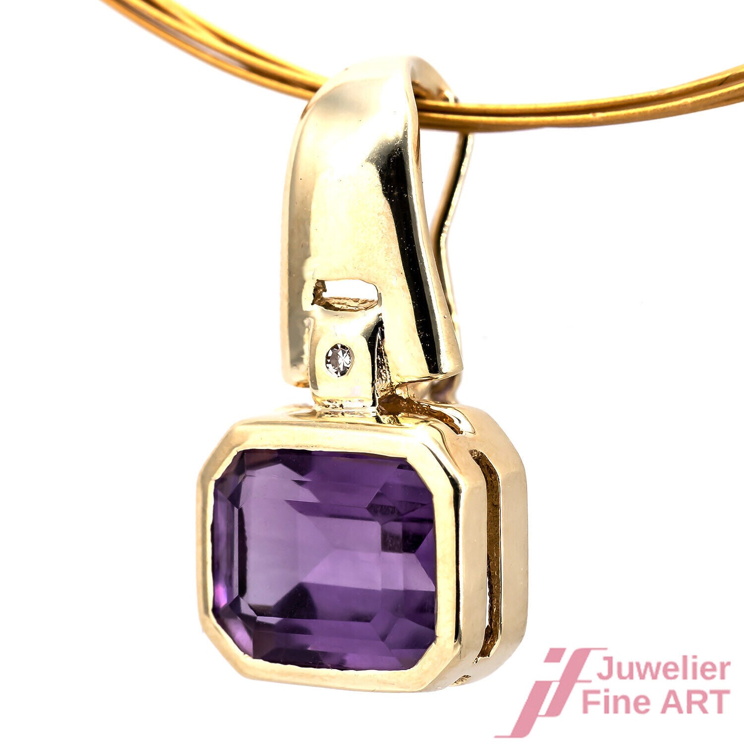 CLIPANHÄNGER - 14K GG - 1 Amethyst ca. 2,0 ct + 1 Brillant ca. 0,02 ct - 3,4 g