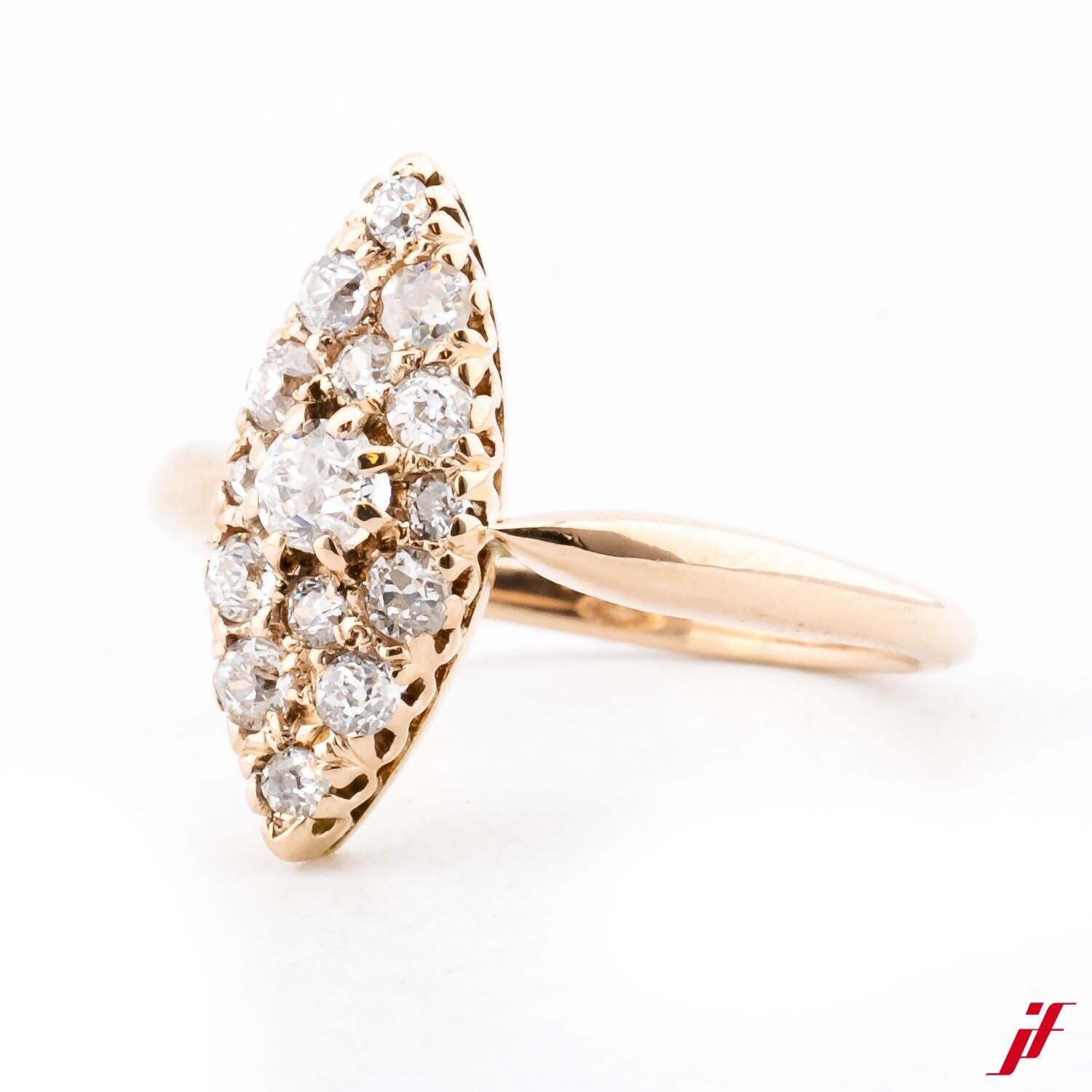 Ring 14K/585 Rosegold 16 Diamanten Altschliff - Wert 2.900€